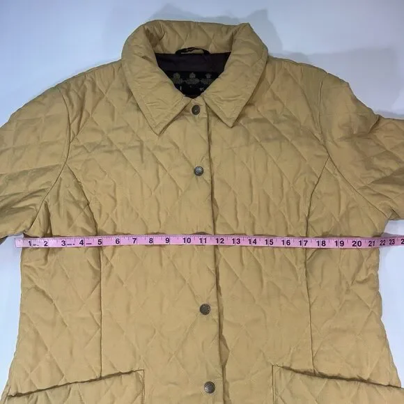 Barbour Mustard Yellow Shaped Microfibre Quilt Short Jacket Women Size XL/ 14 - Picture 7 of 12
